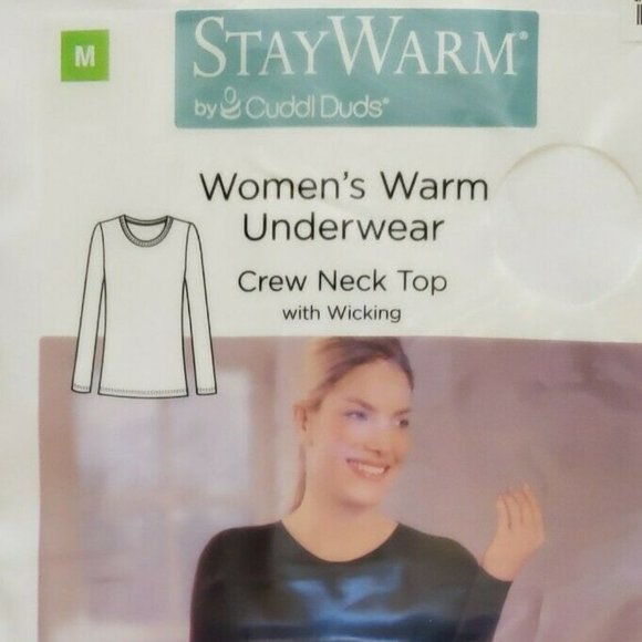 Stay Warm Cuddl Duds Women's Warm Underwear Microfiber Wicking Crew Neck White M - Picture 1 of 2